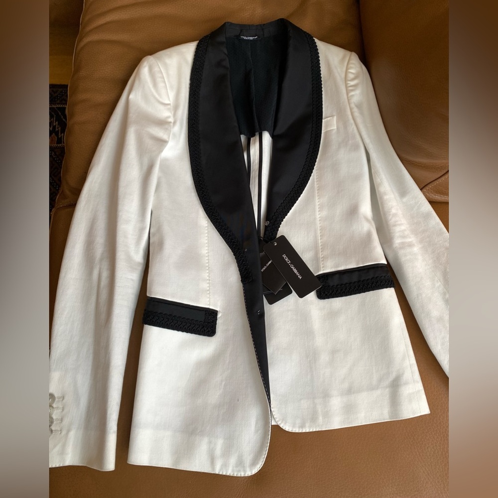 Dolce & Gabbana White Tuxedo Jacket NWT